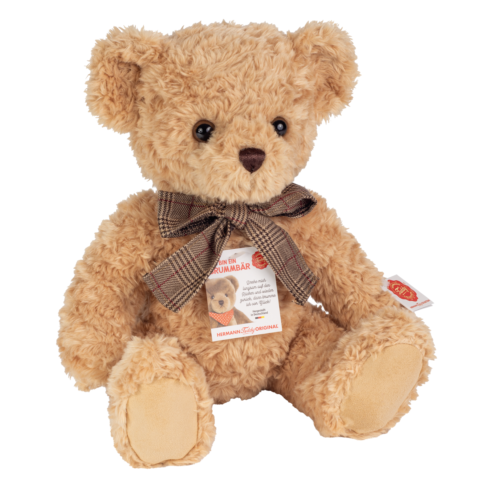 Teddy Hermann -Teddy beige 35 cm mit Brummstimme 913733 - für Kinder und Sammler ab 3 Jahre